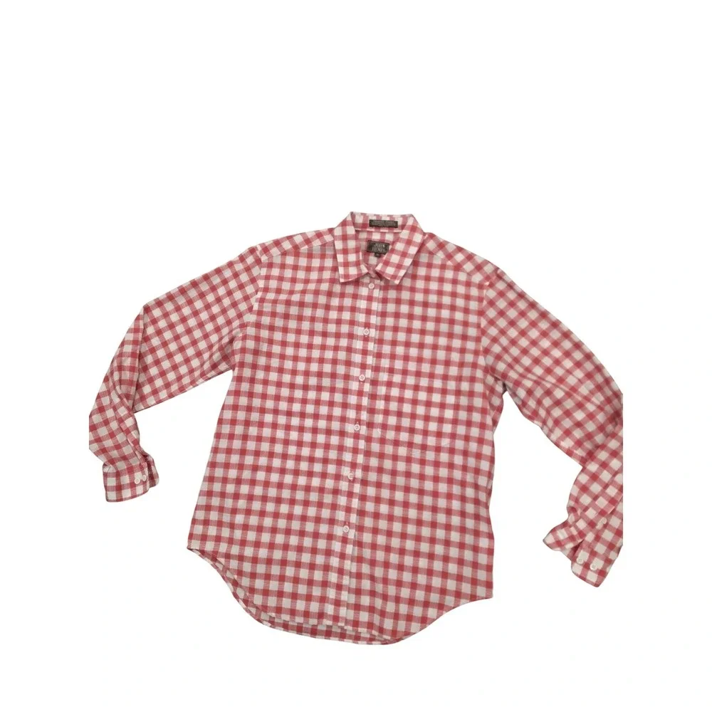 John Henry Kids Boys Red White Gingham Check Button Down Shirt Long Sleeve-6